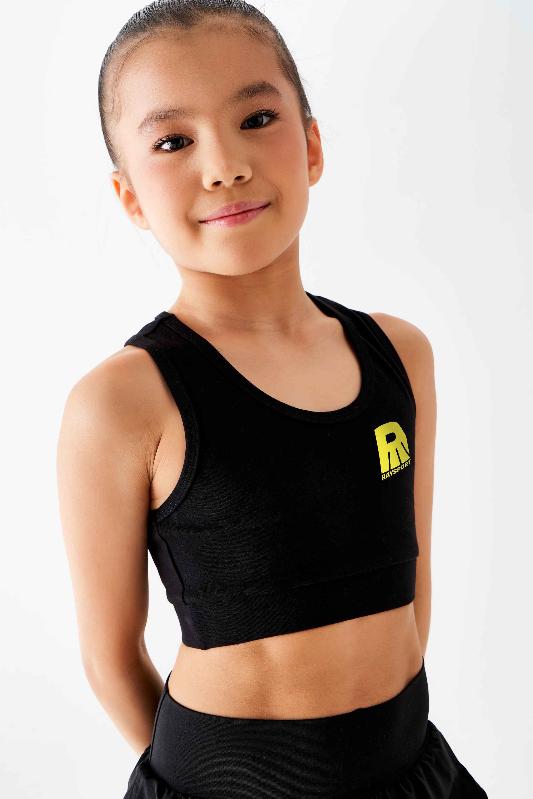 Crop top " Fleur Sportive " (noir)