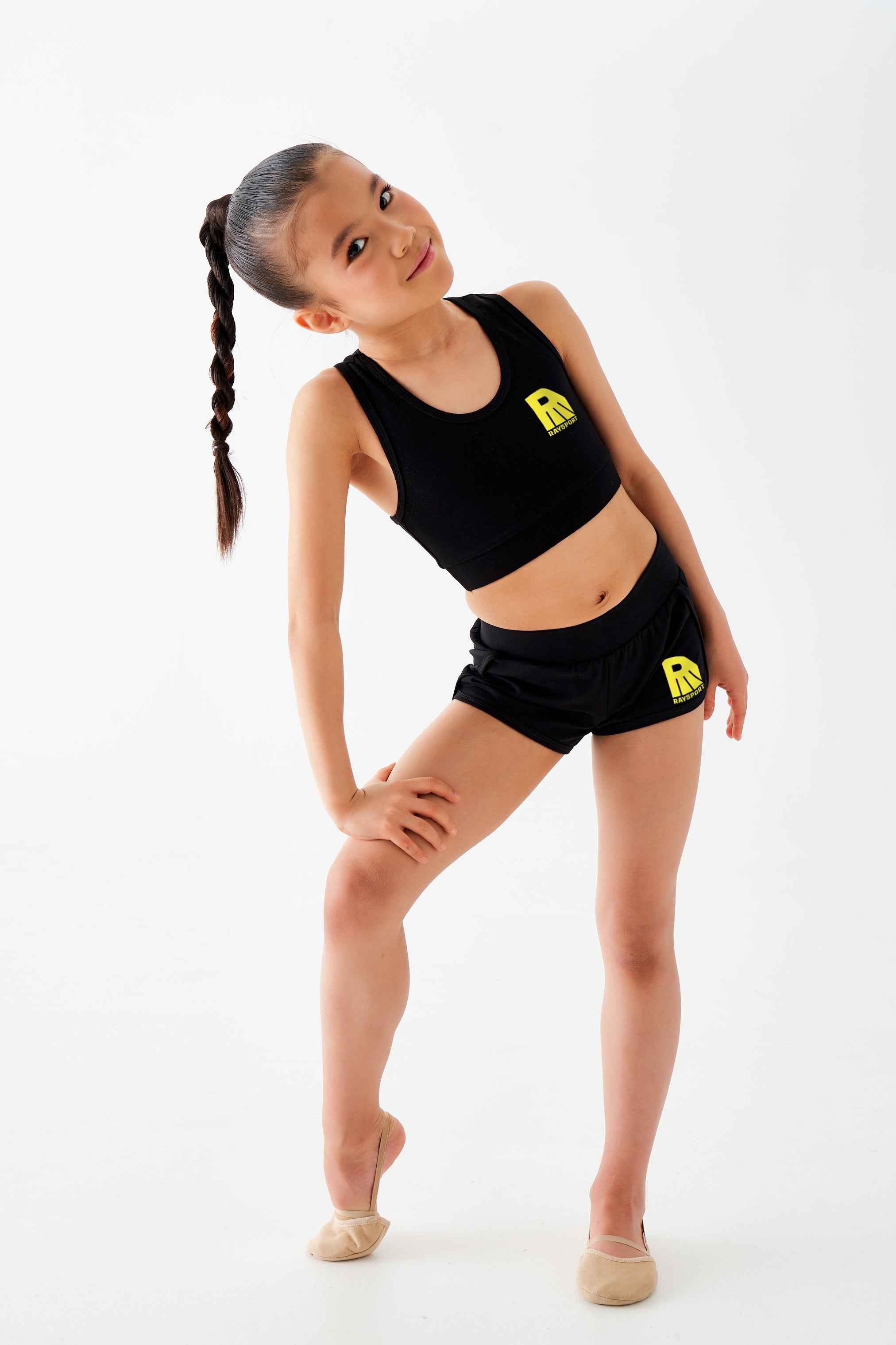 Crop top " Fleur Sportive " (noir)