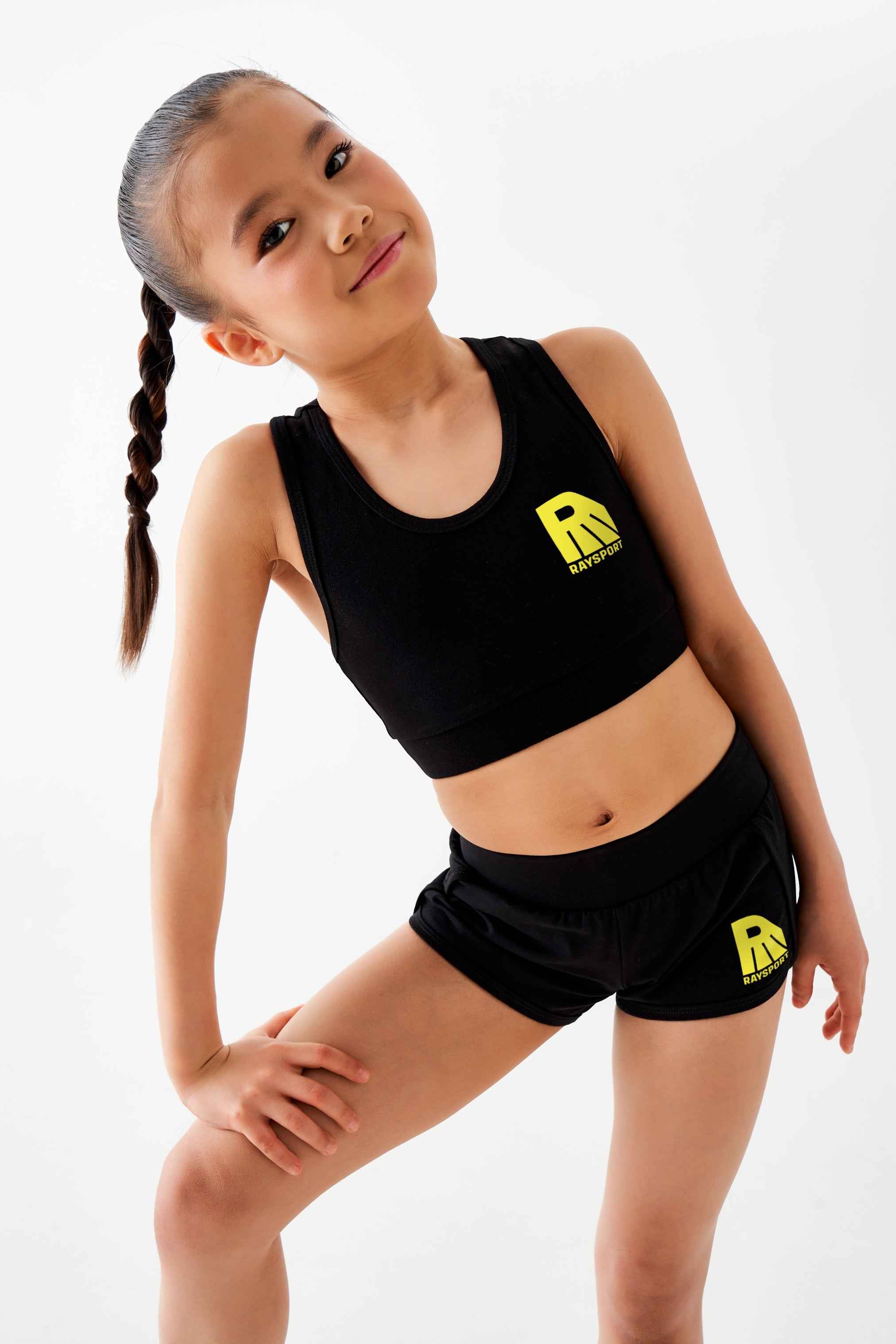 Short avec ourlet " Fleur Sportive " (noir)