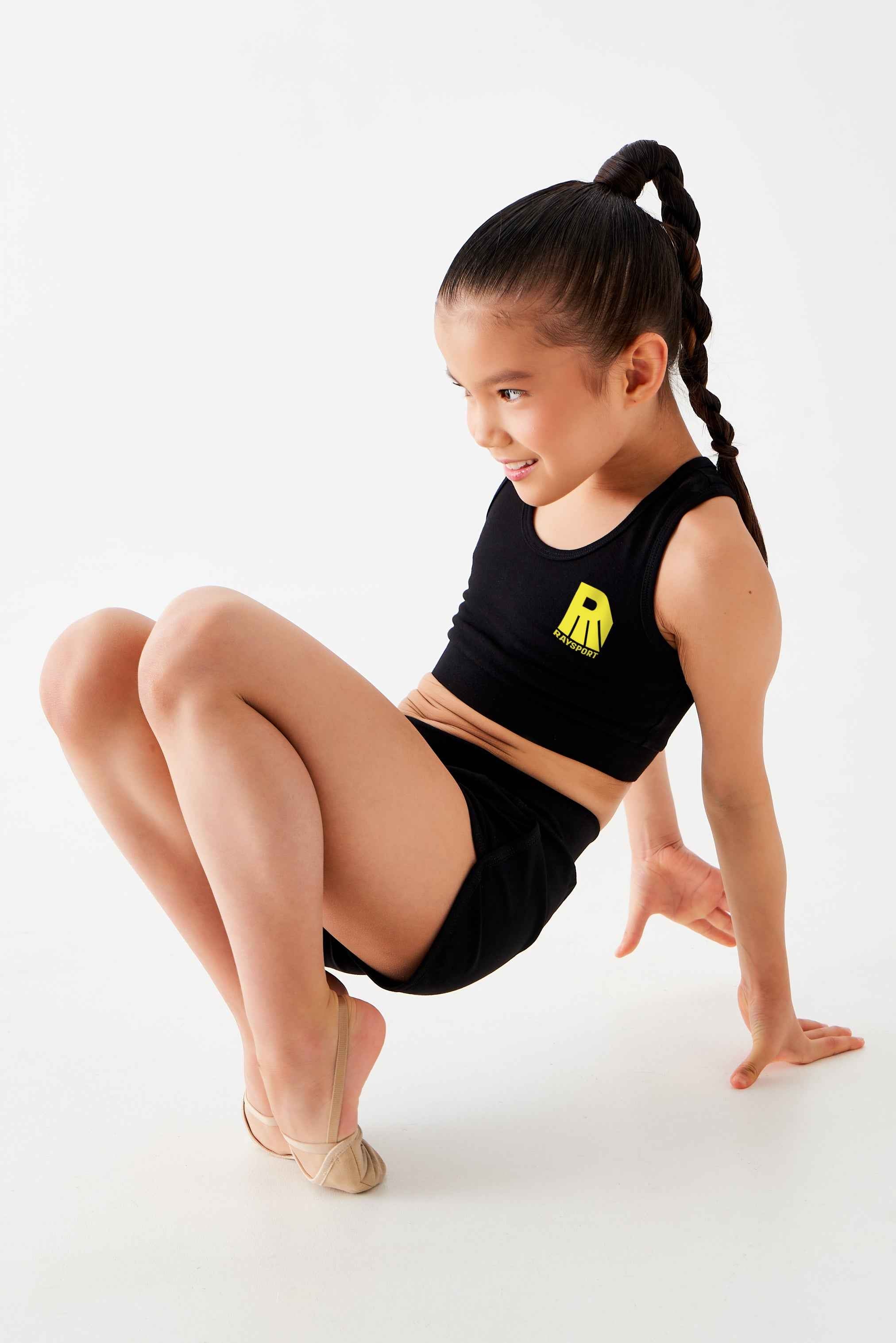 Short avec ourlet " Fleur Sportive " (noir)