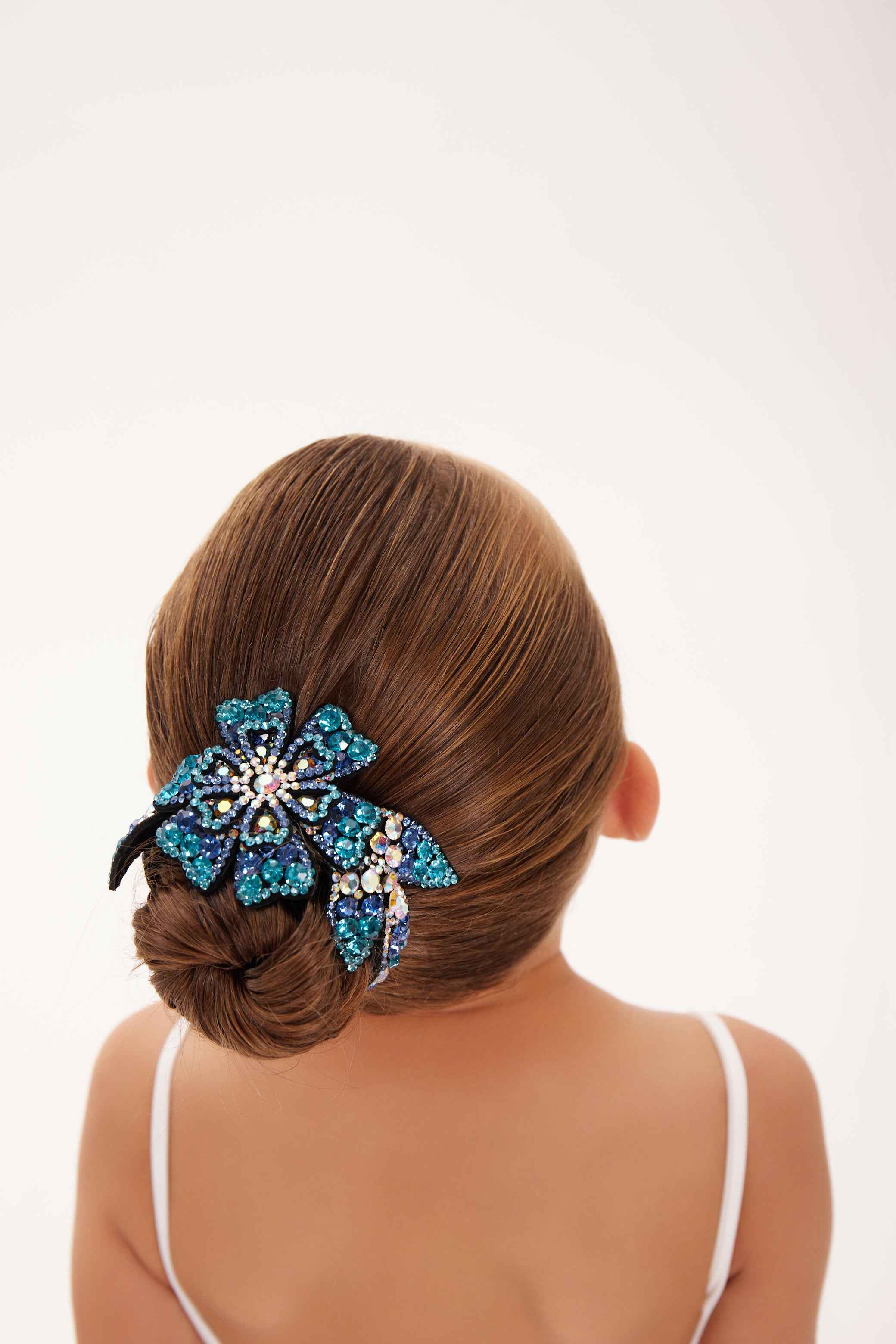 Pince à chignon en strass " Fleur Bleue "