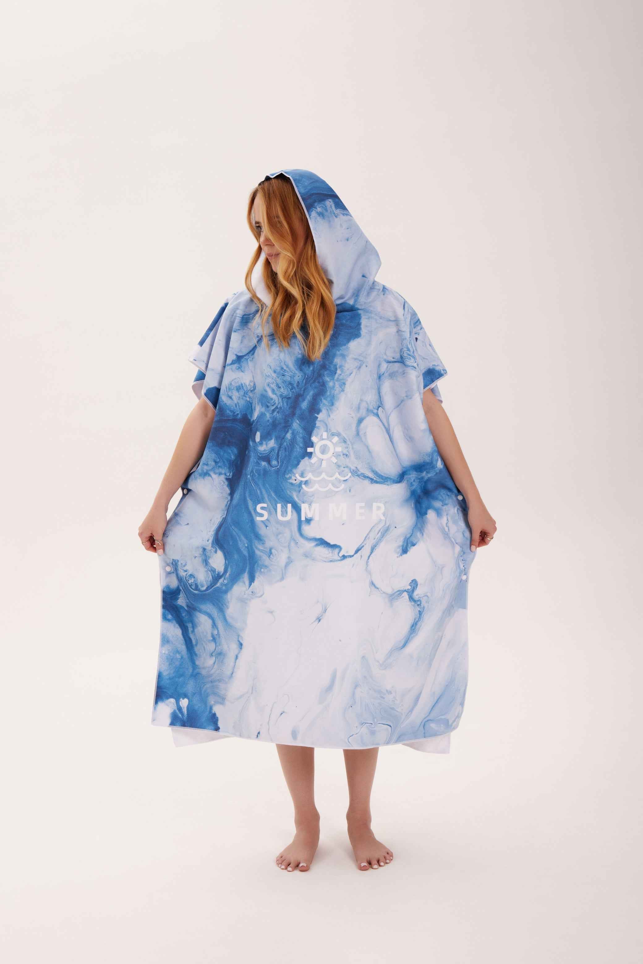 Poncho de plage microfibre avec capuche