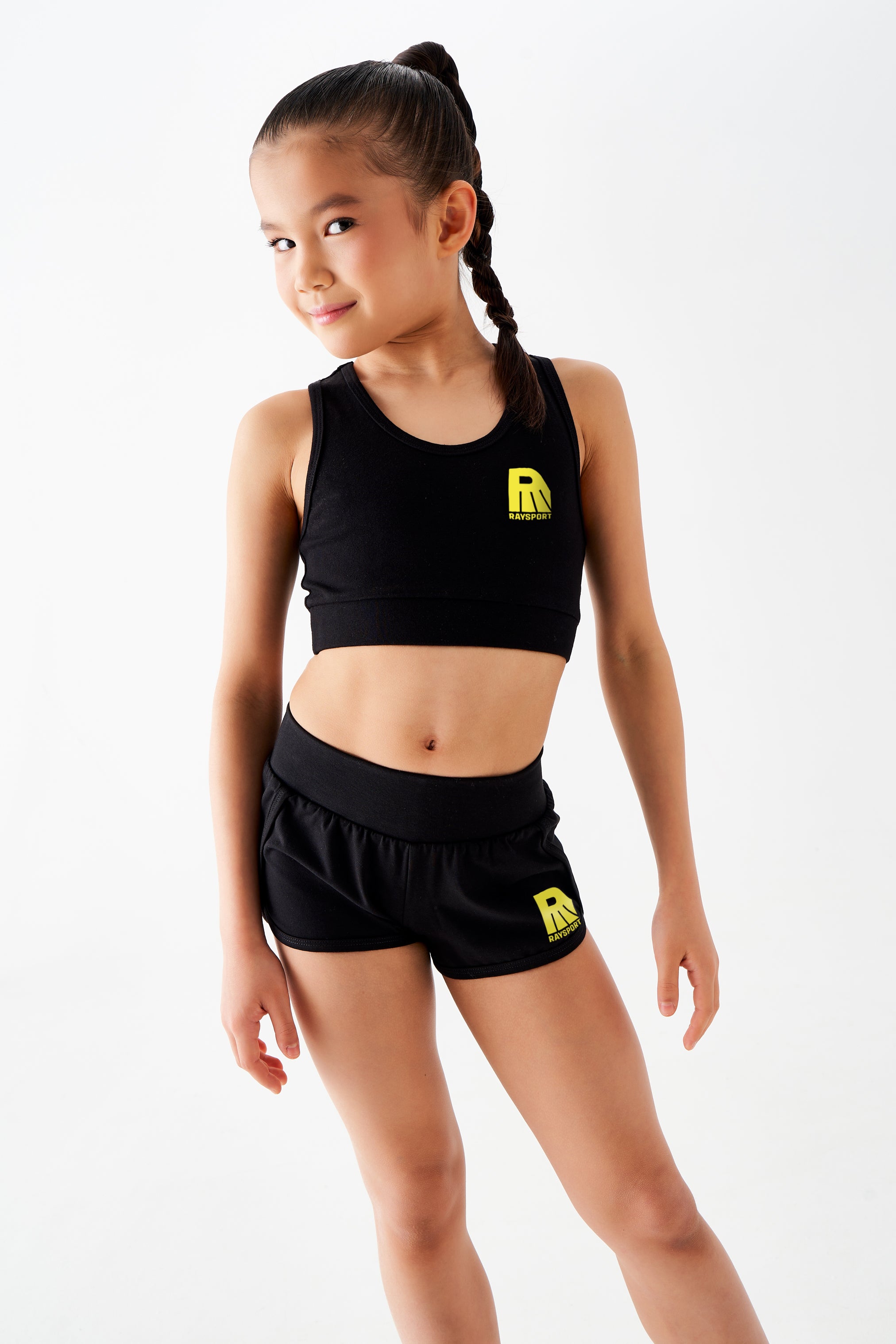 Short avec ourlet " Fleur Sportive " (noir)